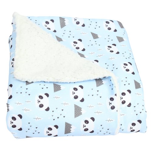 Manta de Bebê Sherpa Panda Azul