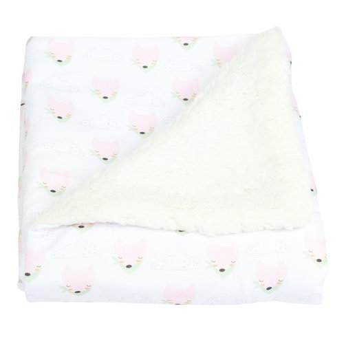 Manta de Bebê Sherpa Raposinha Rosa