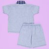 Conjunto Baby Camisa - Bermuda - Boné Xadrez Azul Bebê Menino
