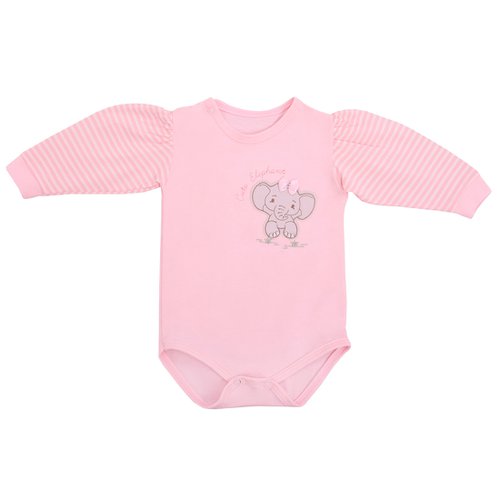 Body de Bebê Manga Longa Elefantinha Rosa