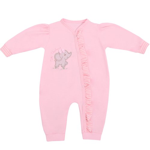 Macacão Longo de Bebê Elefantinha Rosa
