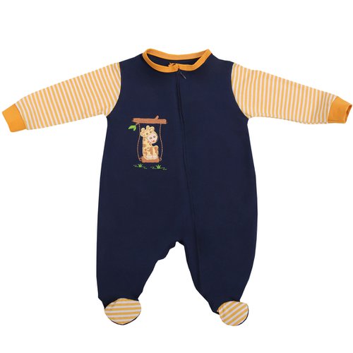Macacão Longo de Bebê Safari Azul Marinho com Zíper