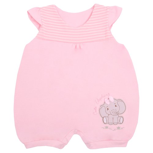 Macacão Curto de Bebê Elefantinha Rosa
