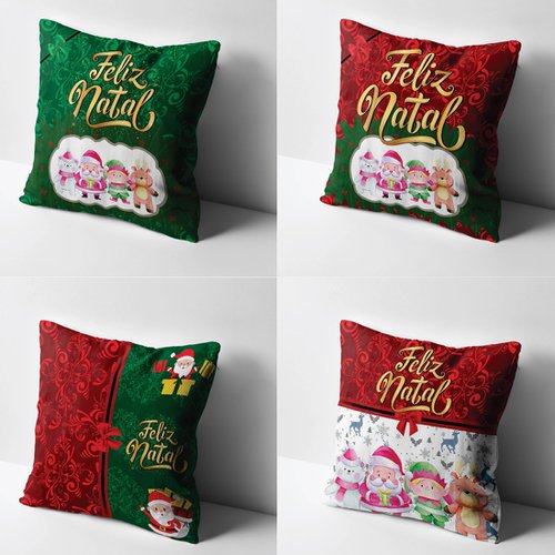 Capa de Almofada Decorativa Natal 4 Peças