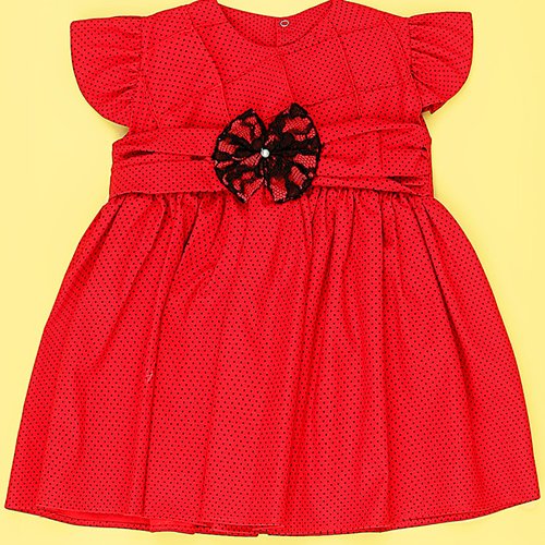 Vestido Glamour Poá Vermelho Bebê Menina