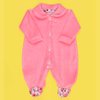 Macacão de Bebê Manga Longa Plush Mais Vestido Rosinha 2 Peças