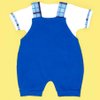 Jardineira + Camiseta + Boné de Bebê Carrinho Azul 3 Peças