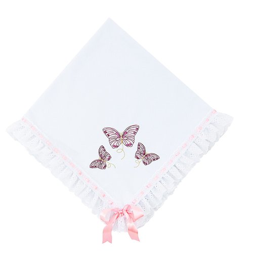 Kit manta + pano de boca bebê rosa bordado borboleta. Produtos
