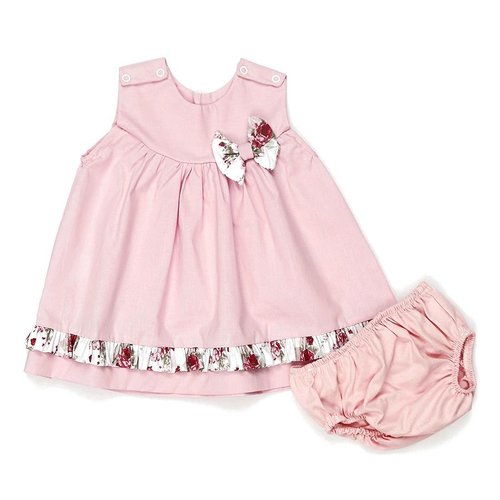 Vestido + Calcinha Bebê Menina Delicalle Rosa
