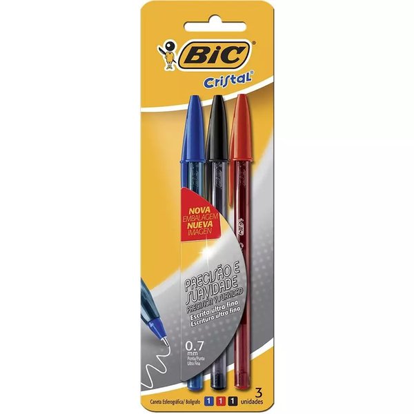 Caneta Esf Bic Cristal Soft S1 C/3 Pt/Az/Az