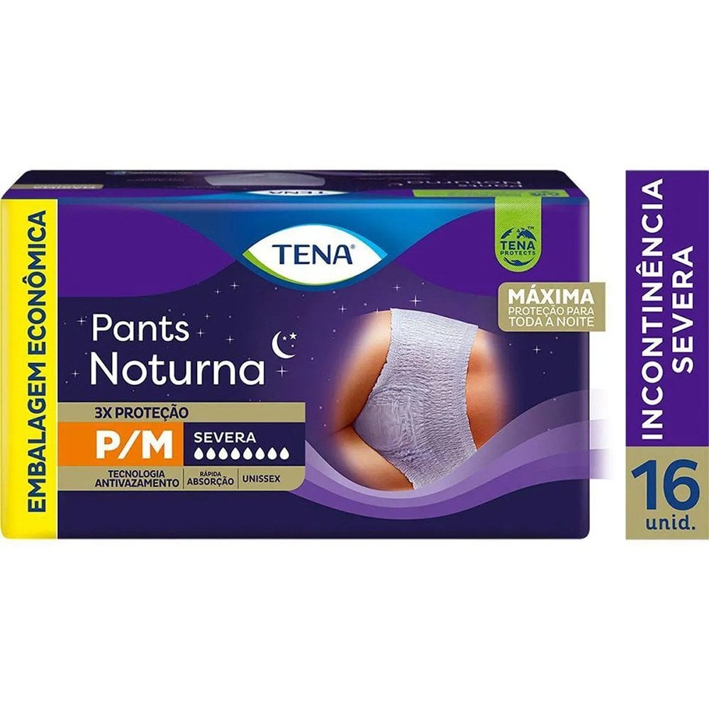 Roupa Íntima Descartável Unissex Tena Pants Noturna P/M Absorção