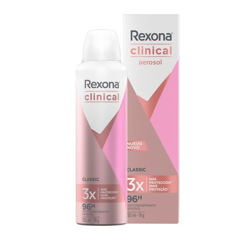 Kit 3 Unidades Desodorante Aerosol Rexona Clinical Classic 150ml