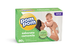 Sabonete Infantil Pom Pom camomila e erva-cidreira, barra, 1 unidade com 80g