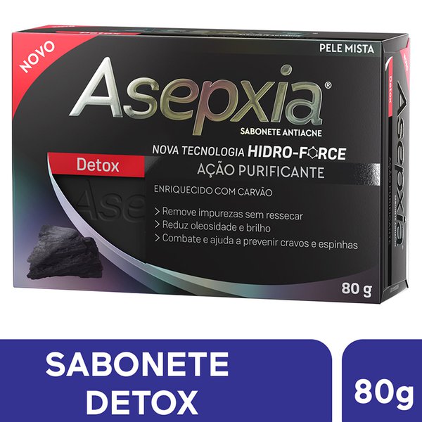 Sabonete Asepxia detox, barra com 80g