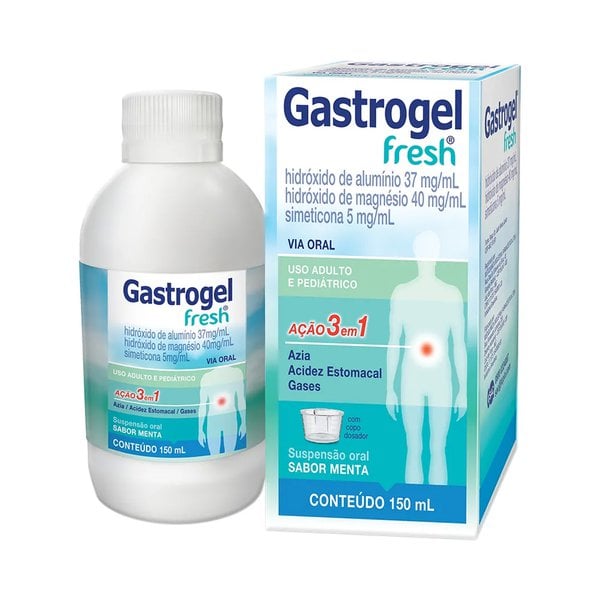 Gastrogel Fresh Frasco com 150mL de suspensão de uso oral, menta