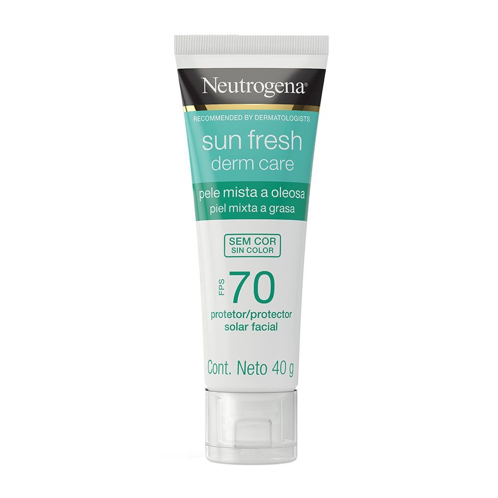 Protetor Solar Facial Neutrogena Sun Fresh Derm Care Pele Mista a Oleosa sem cor, FPS 70, loção