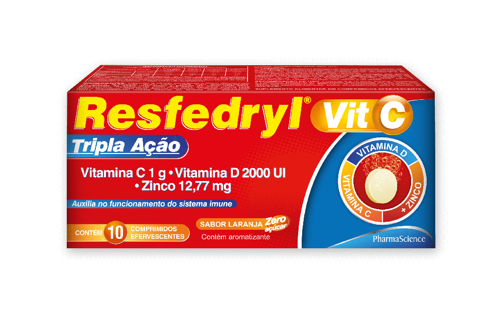 vitamina c resfedryl tripla ação 10 comprimidos efervescentes