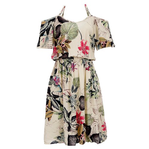 Vestido ombro vazado hotsell estampado