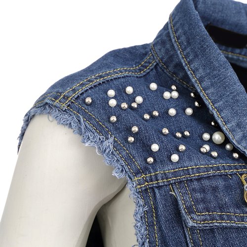 Colete jeans best sale feminino com pedrarias