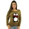 Suéter Caqui Feminino Com Estampa De Pinguim