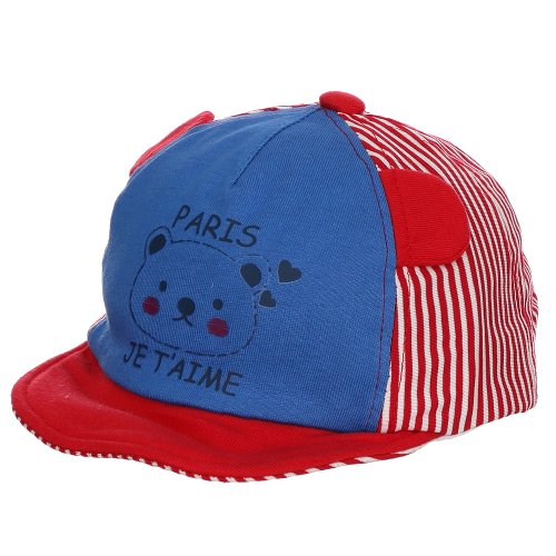 Boné Infantil Azul Listrado Com Orelha Animal