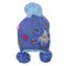 Gorro Azul Infantil De Crochê Bordado Floral Com Pompom