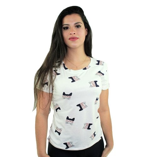 Camiseta Baby Look Feminina Estampa I Love