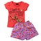 Conjunto Infantil Vermelho Camiseta Estampada + Short Floral