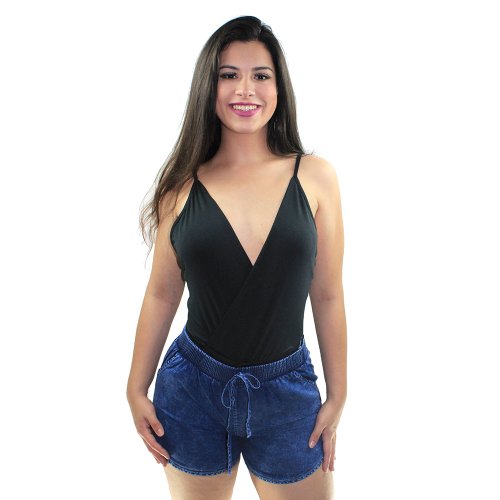 Short Fake Jeans Feminino Com Bolsos Laterais - Compre Agora - Feira da  Madrugada SP