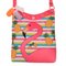 Kit Bolsa Transversal Listrada Flamingo Com Strass + 3 Xuxinhas Infantil