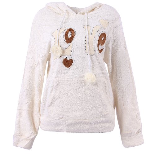 Moletom Canguru Feminino Felpudo Estampa Love Em Strass