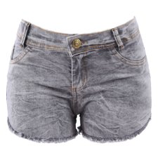 Short Jeans Feminino Estonado Barra Desfiada