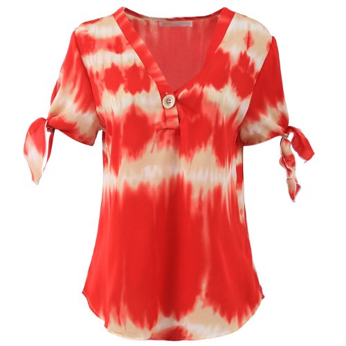 Blusa Social Manchada Feminina Com Decote V