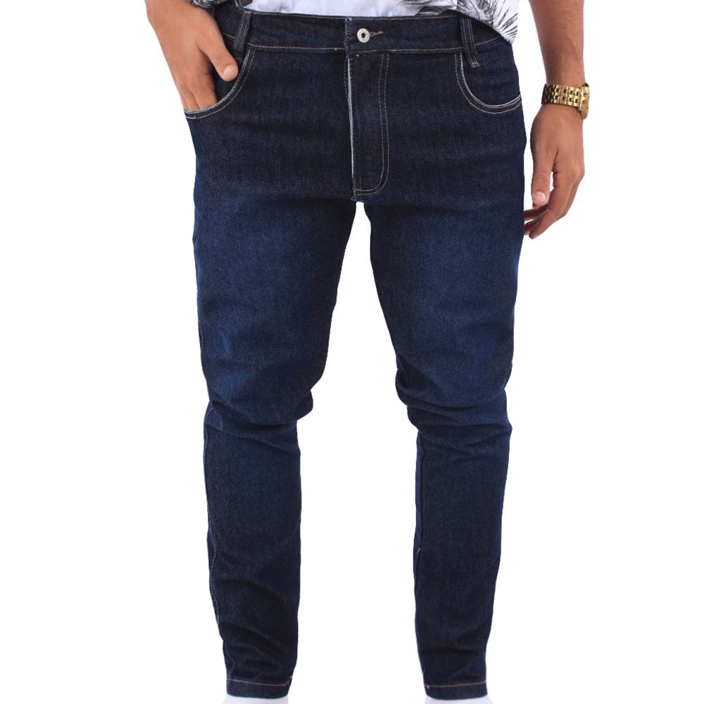 Calça Jeans Masculina Lisa Fecho Em Zíper E Botão