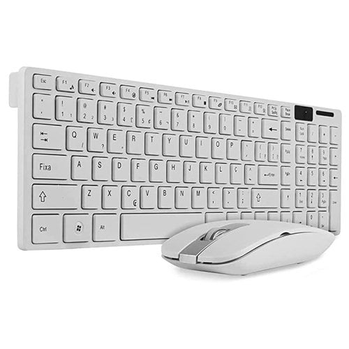 Kit Teclado Mouse Sem Fio Wireless 10 Metros U BRANCO