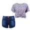 Kit Feminino Plus Size Blusa Bata "G2"+ Shorts Jeans "50"