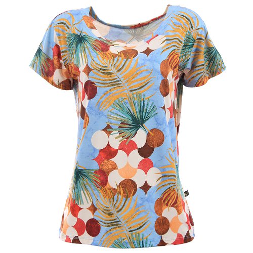 Blusa Bata Feminina Estampada Manga Curta Decote Canoa