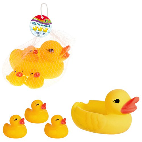 Kit 4 Patinhos Emborrachados Para Banho Infantil Brinquedo