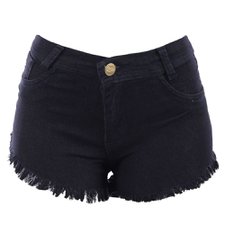 Short Jeans Feminino Hot Pants Barra Desfiada Levanta Bumbum