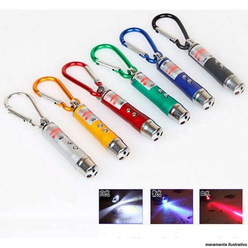 Mini Chaveiro Lanterna Laser Pointer 3 em 1 Cores Variadas
