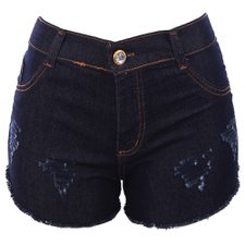 Short Jeans Feminino Destroyed Barra Desfiada Levanta Bumbum