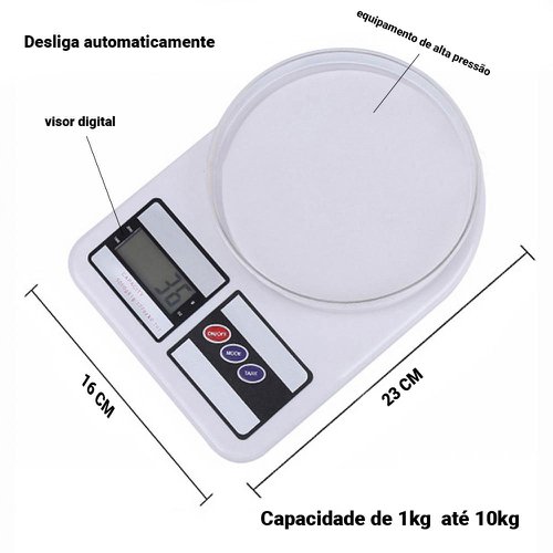Balança Digital De Cozinha Até 10kg Alta Precisão Eletrônica