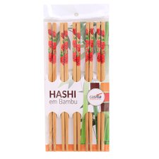 Hashi De Bambu Com 10 Pares E Acabamento Floral
