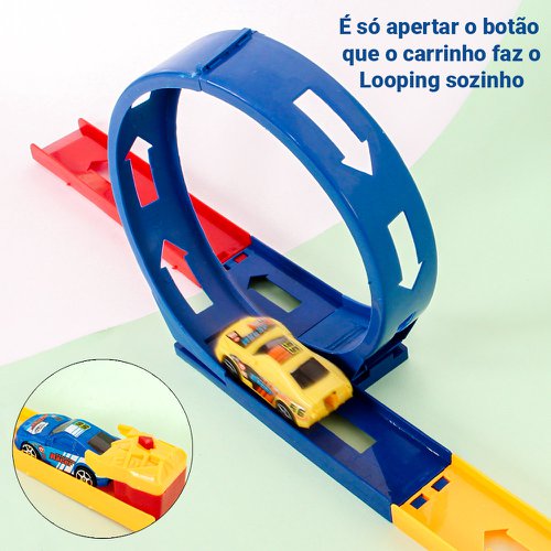 Kit De Carro Com Lançador E Pista Mega Track Looping - Compre Agora - Feira  da Madrugada SP