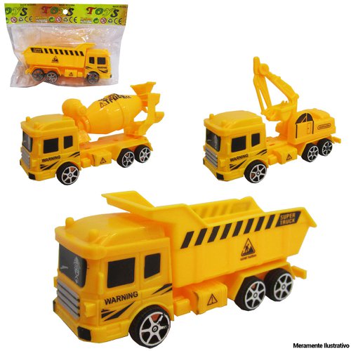 Kit 4 Caminhão Truck Construção 17 Cm Brinquedo Infantil