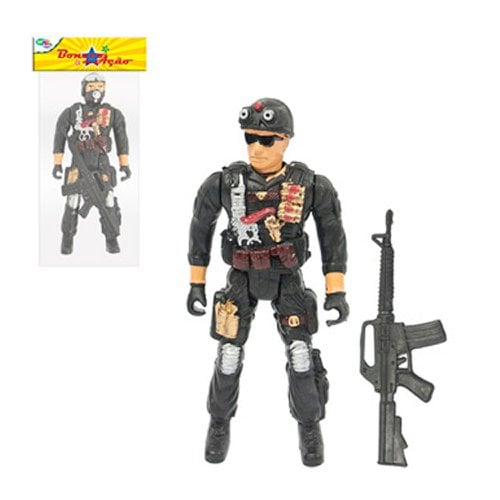 Boneco Soldado Militar Com Arma Acessórios Brinquedo Infantil