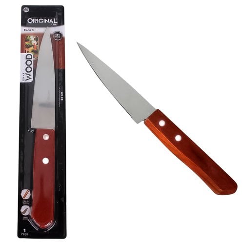 Faca De Cozinha 5" Lamina em Aço Inox Cabo De Madeira