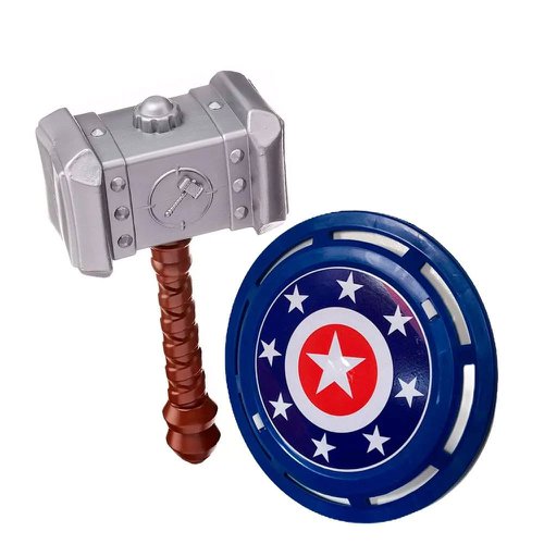 Kit Martelo Thor + Escudo Do Capitão América