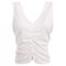 Blusa Feminina Cropped Drapeado Branco Decote V