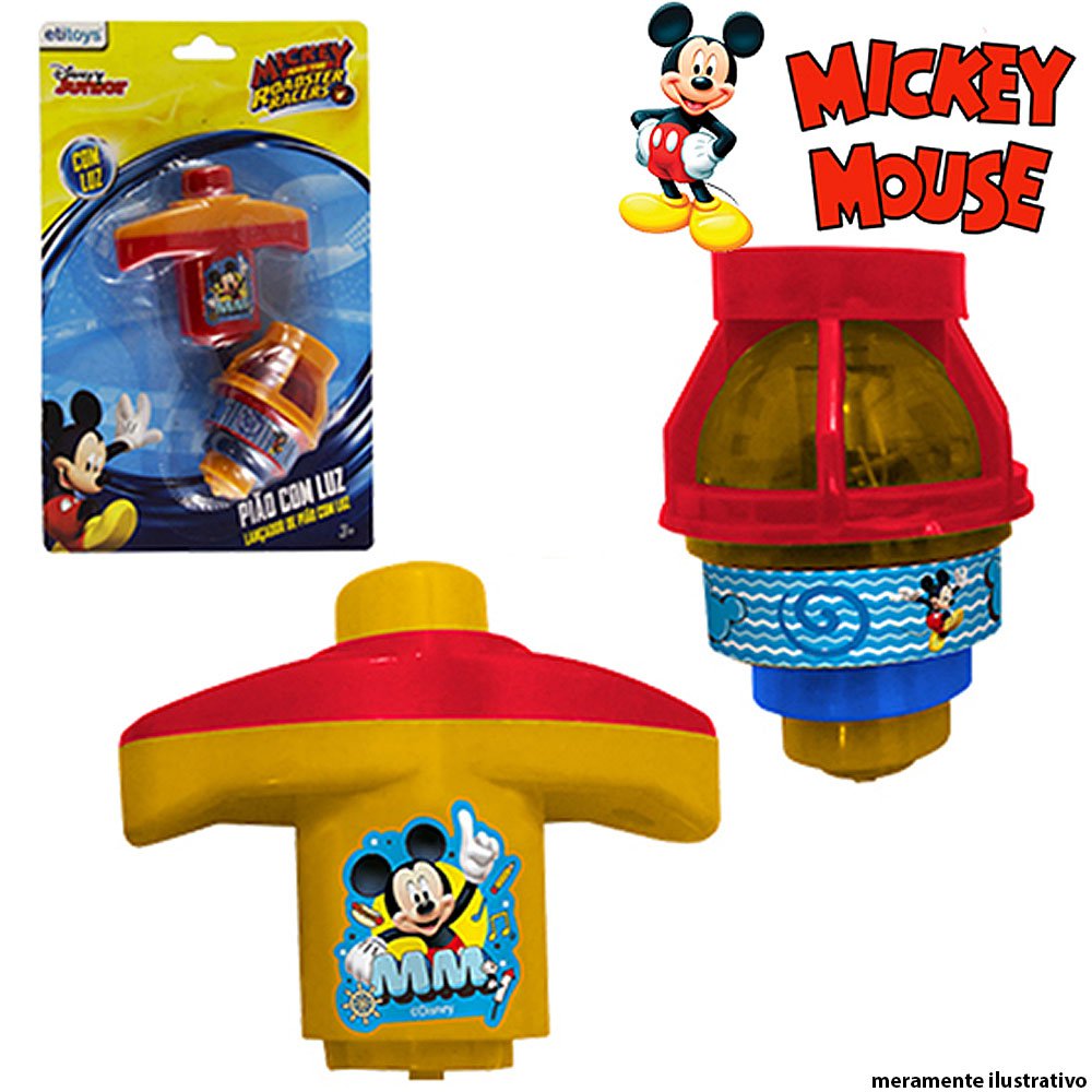 Pião Infantil Com Lançador E Luzes Mickey Mouse - Feira da